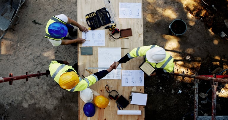 Construction team handshake