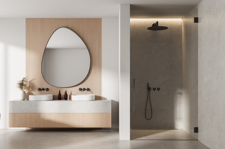 Modern bathroom with floating vanity