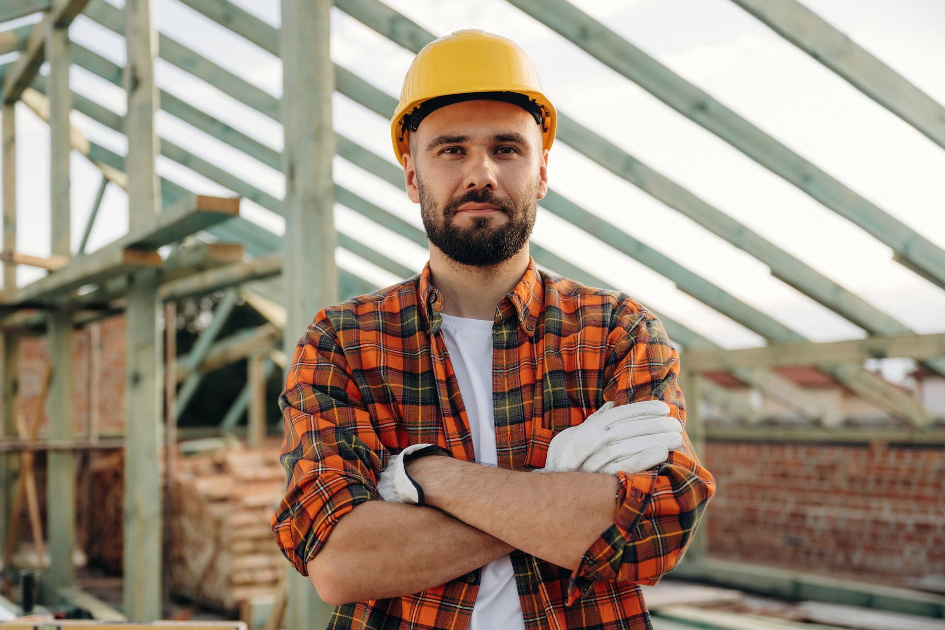 Construction worker on roof