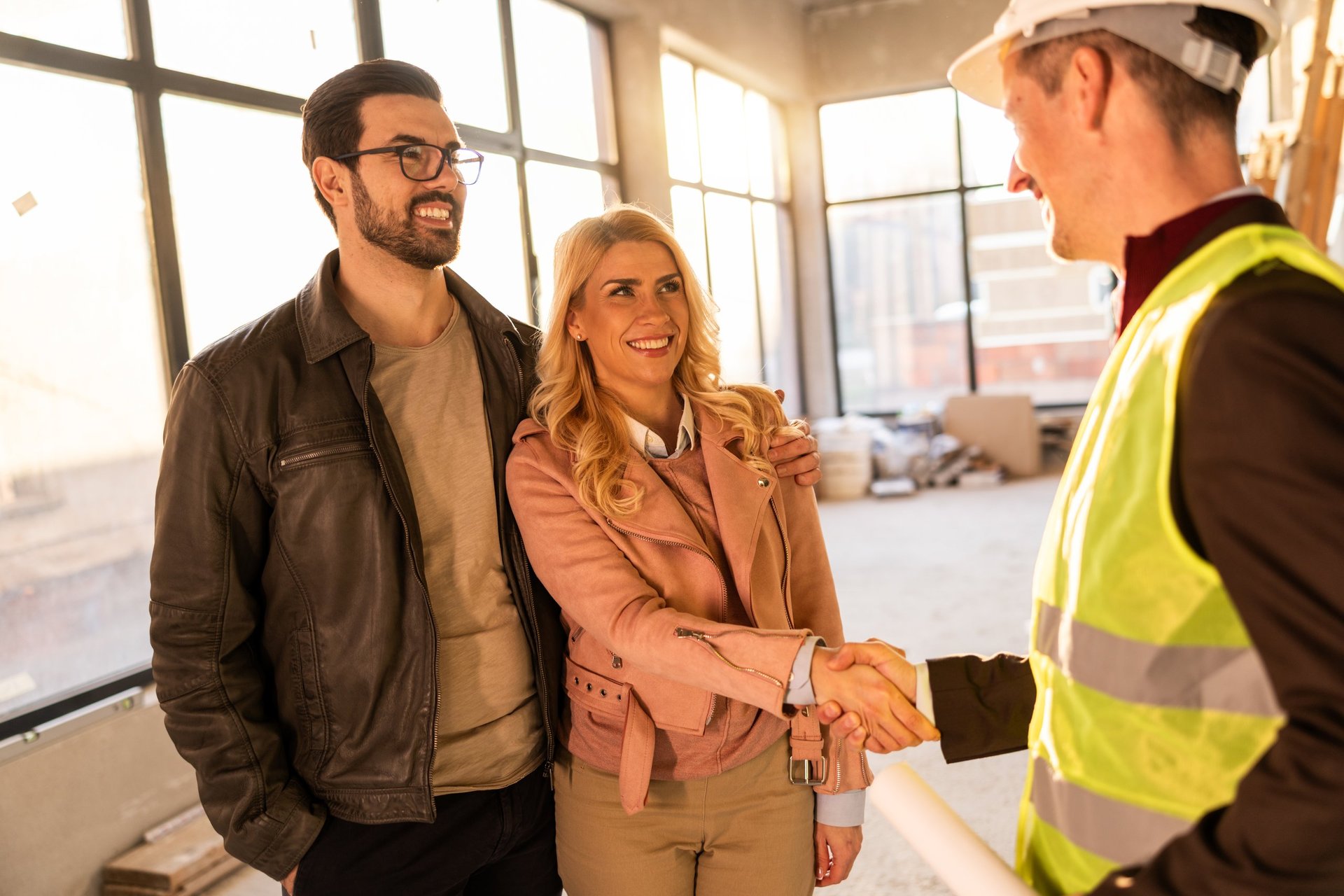 Contractor meeting clients